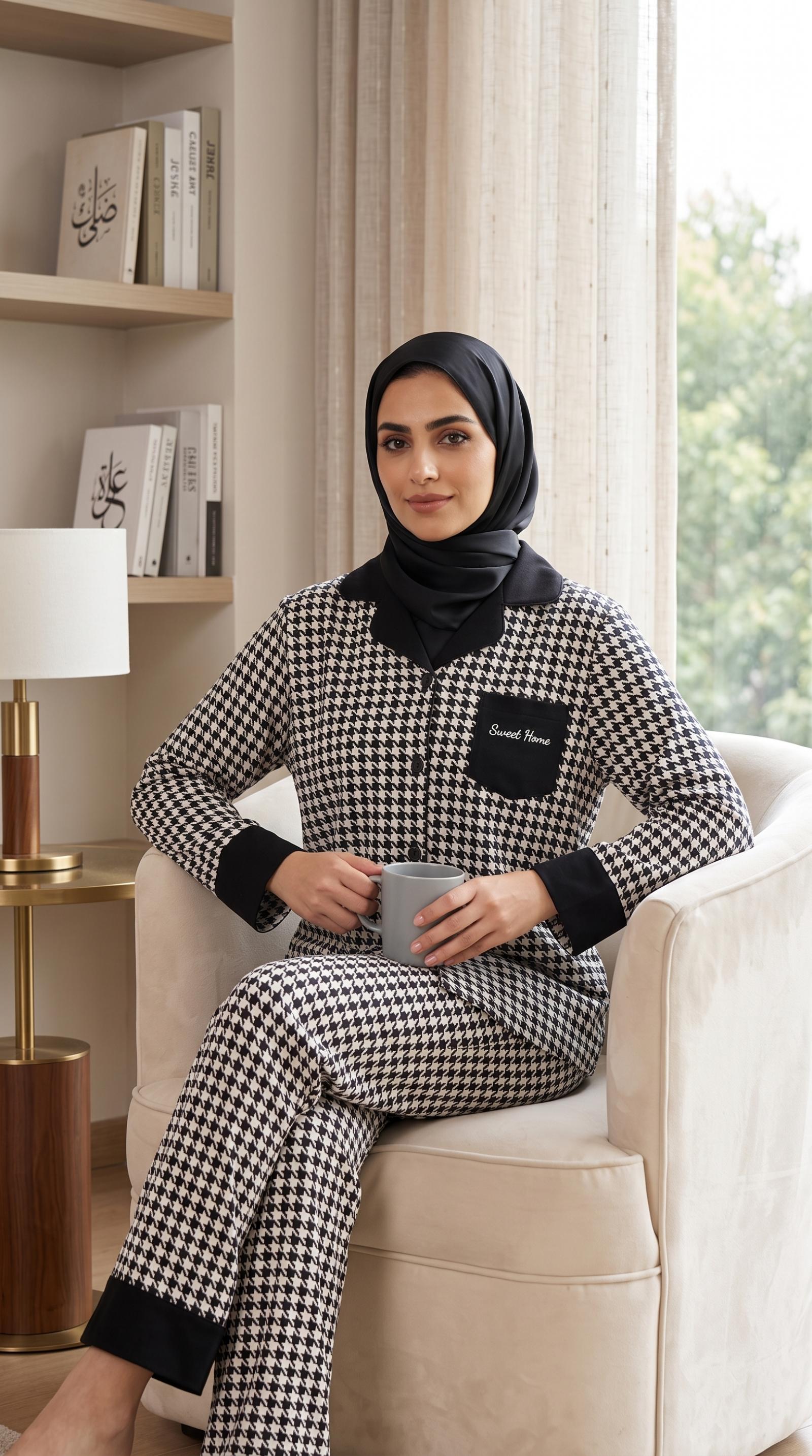 UMH-054 - بيجامة نسائية قطنية أنيقة متوفرة بـ10 تصاميم